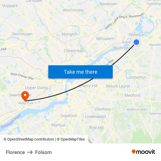 Florence to Folsom map