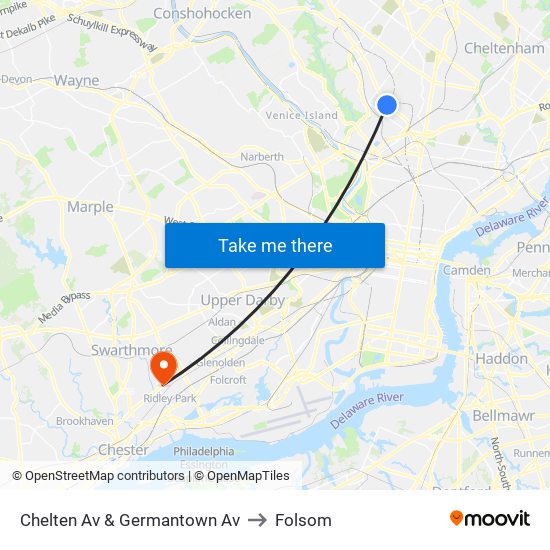 Chelten Av & Germantown Av to Folsom map