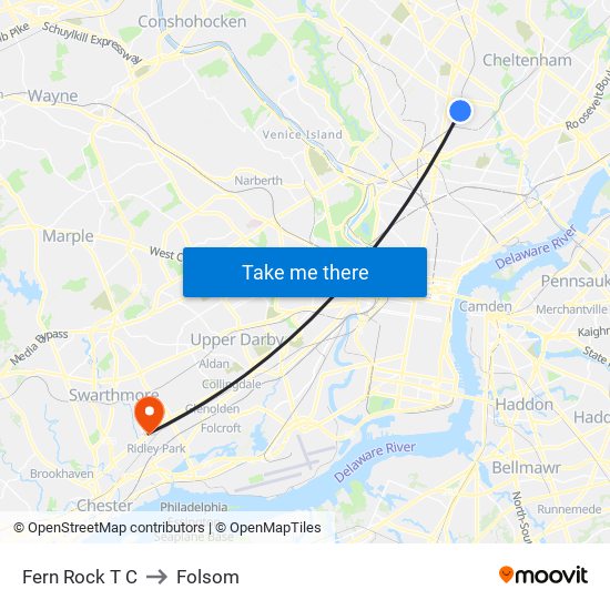 Fern Rock T C to Folsom map