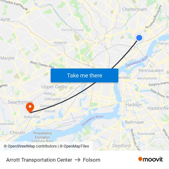 Arrott Transportation Center to Folsom map