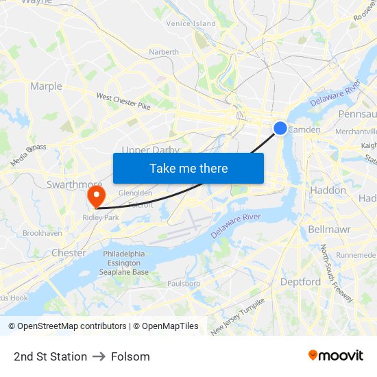 2nd St Station to Folsom map