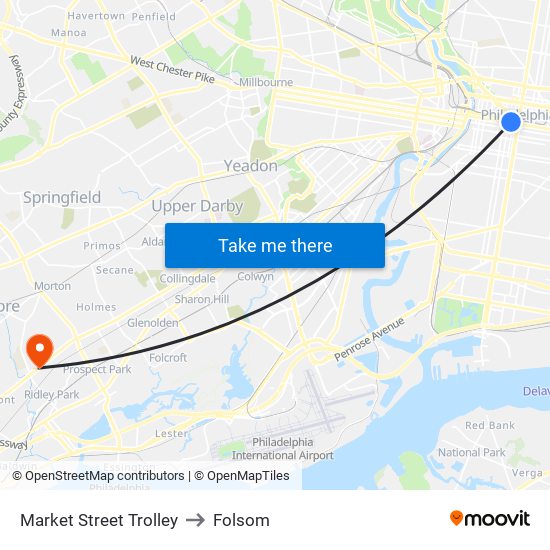 Market Street Trolley to Folsom map
