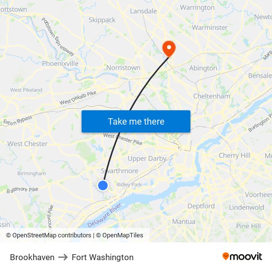 Brookhaven to Fort Washington map