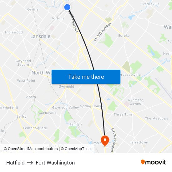 Hatfield to Fort Washington map