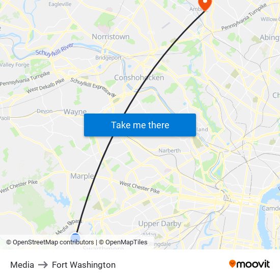 Media to Fort Washington map