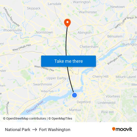 National Park to Fort Washington map