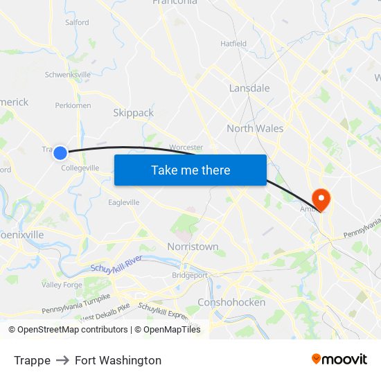 Trappe to Fort Washington map