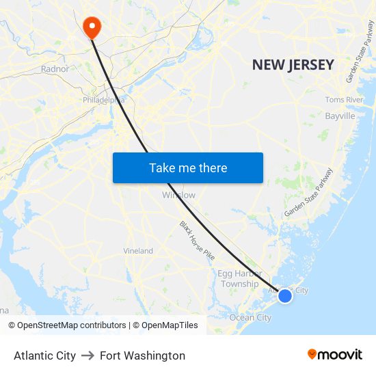 Atlantic City to Fort Washington map