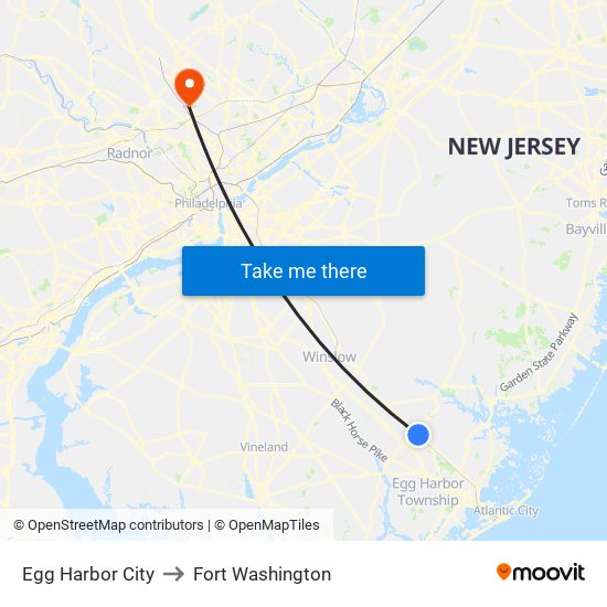 Egg Harbor City to Fort Washington map