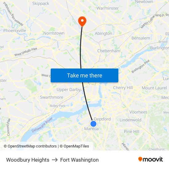 Woodbury Heights to Fort Washington map