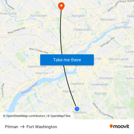 Pitman to Fort Washington map