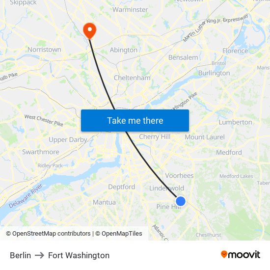 Berlin to Fort Washington map