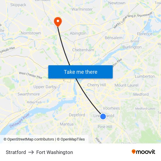 Stratford to Fort Washington map