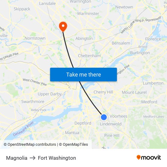 Magnolia to Fort Washington map