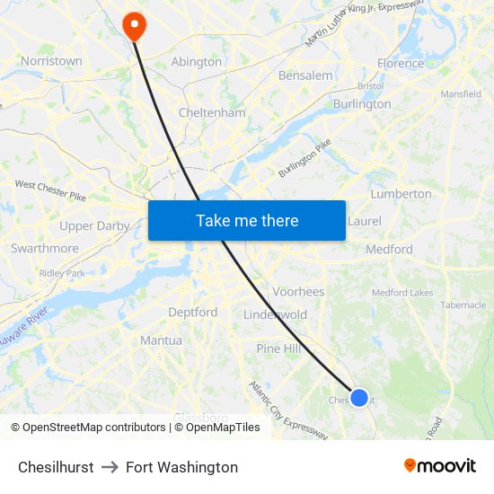 Chesilhurst to Fort Washington map