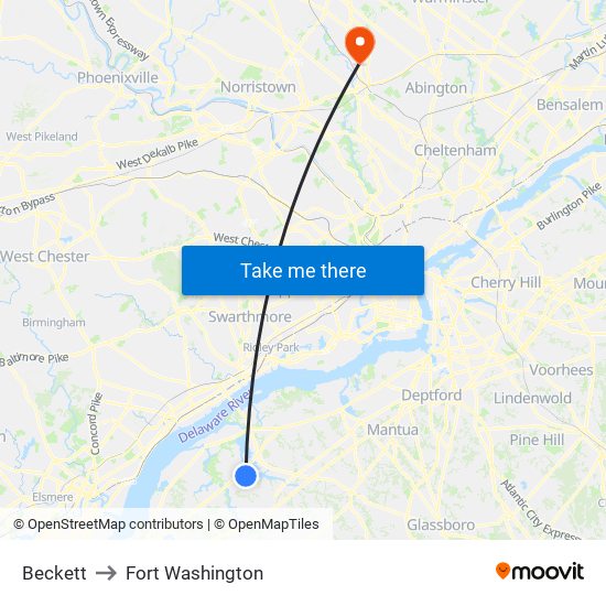 Beckett to Fort Washington map