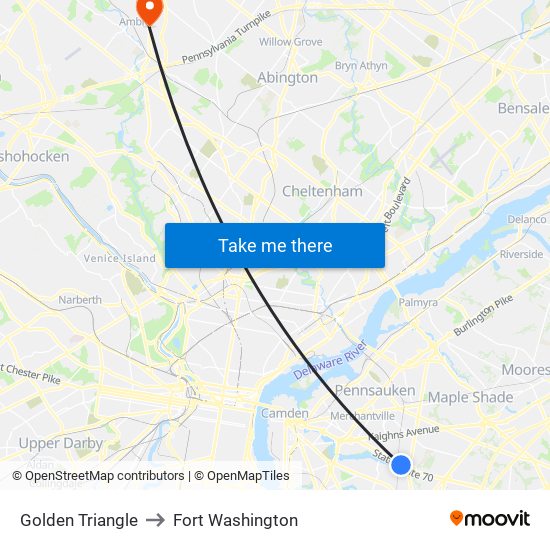 Golden Triangle to Fort Washington map