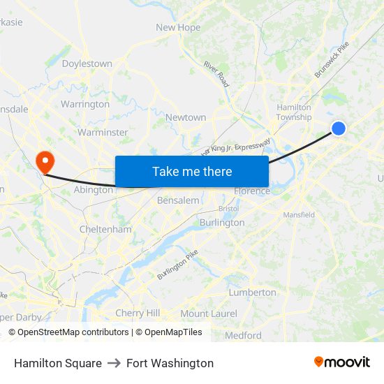 Hamilton Square to Fort Washington map