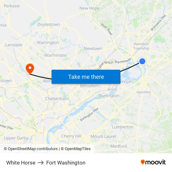 White Horse to Fort Washington map