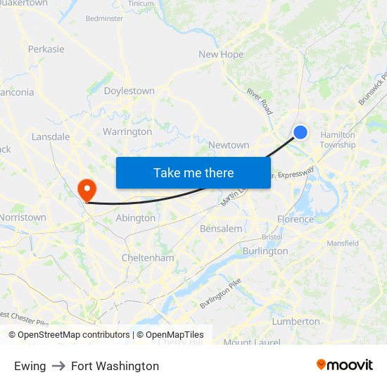 Ewing to Fort Washington map