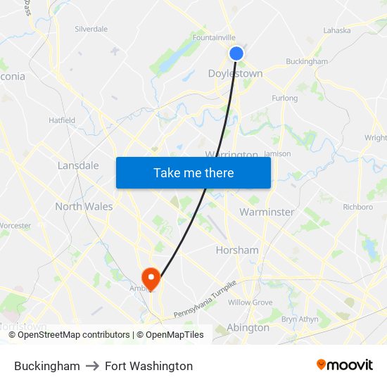 Buckingham to Fort Washington map