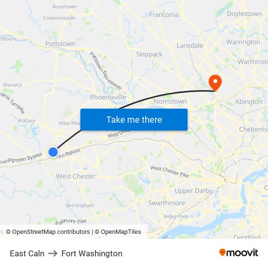 East Caln to Fort Washington map