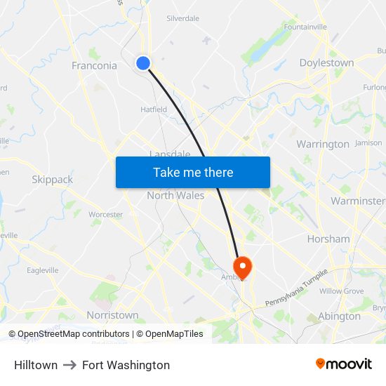 Hilltown to Fort Washington map