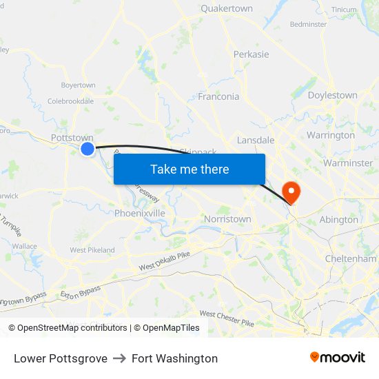 Lower Pottsgrove to Fort Washington map