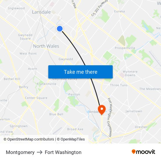 Montgomery to Fort Washington map