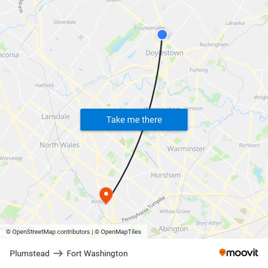 Plumstead to Fort Washington map