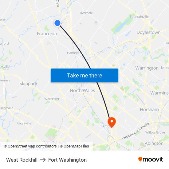 West Rockhill to Fort Washington map