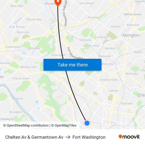 Chelten Av & Germantown Av to Fort Washington map
