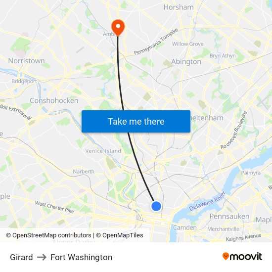 Girard to Fort Washington map