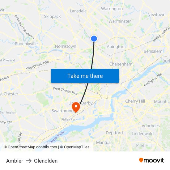 Ambler to Glenolden map