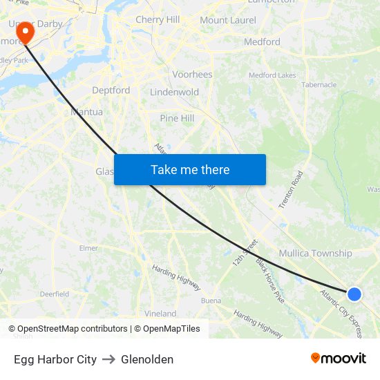 Egg Harbor City to Glenolden map