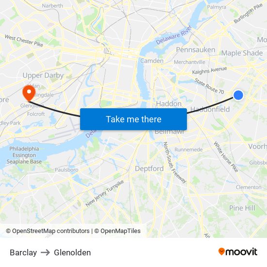Barclay to Glenolden map
