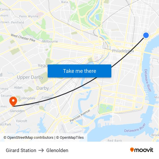 Girard Station to Glenolden map