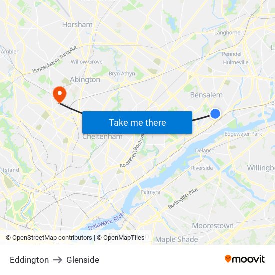 Eddington to Glenside map