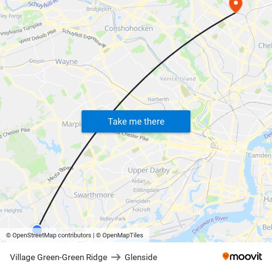 Village Green-Green Ridge to Glenside map