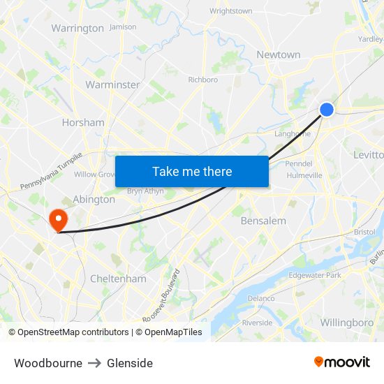 Woodbourne to Glenside map