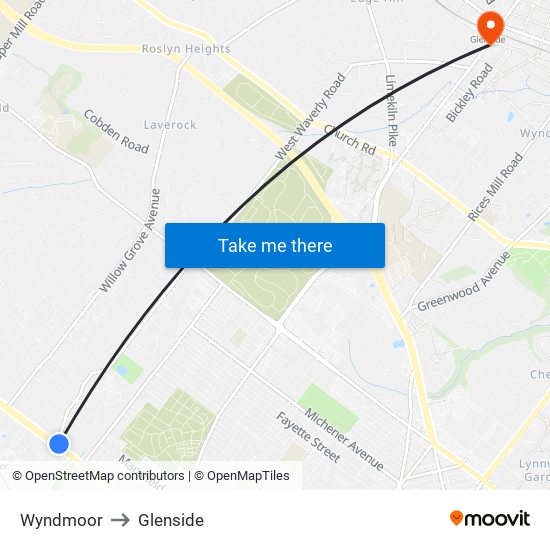 Wyndmoor to Glenside map