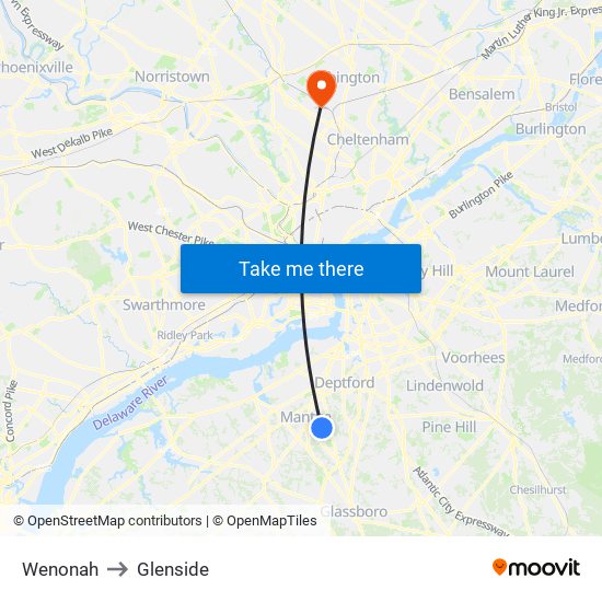 Wenonah to Glenside map