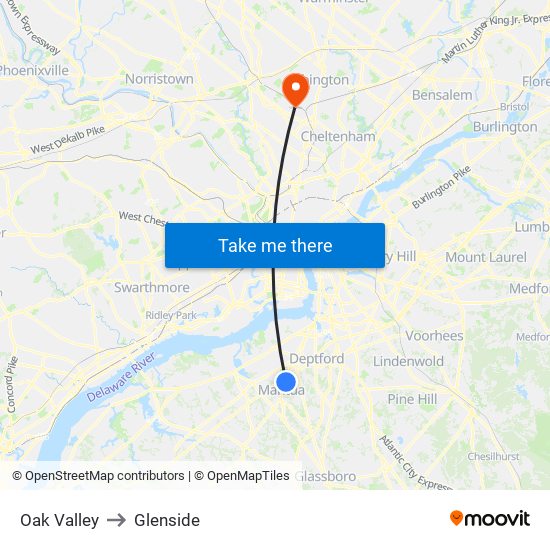 Oak Valley to Glenside map