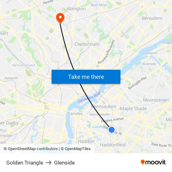 Golden Triangle to Glenside map