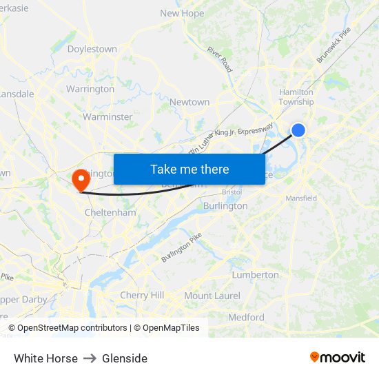 White Horse to Glenside map