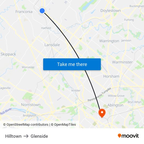 Hilltown to Glenside map