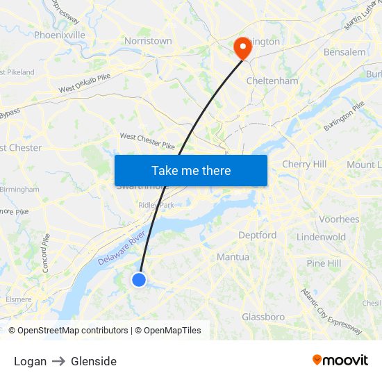 Logan to Glenside map