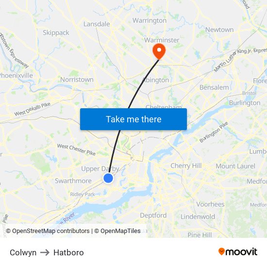 Colwyn to Hatboro map