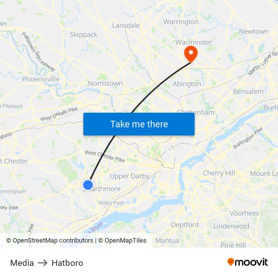 Media to Hatboro map