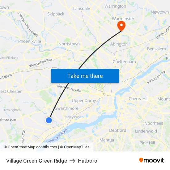 Village Green-Green Ridge to Hatboro map